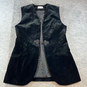 Doncaster Womens Velvet Longline Vest Black Frog Closure Goth Academia 10 Lined